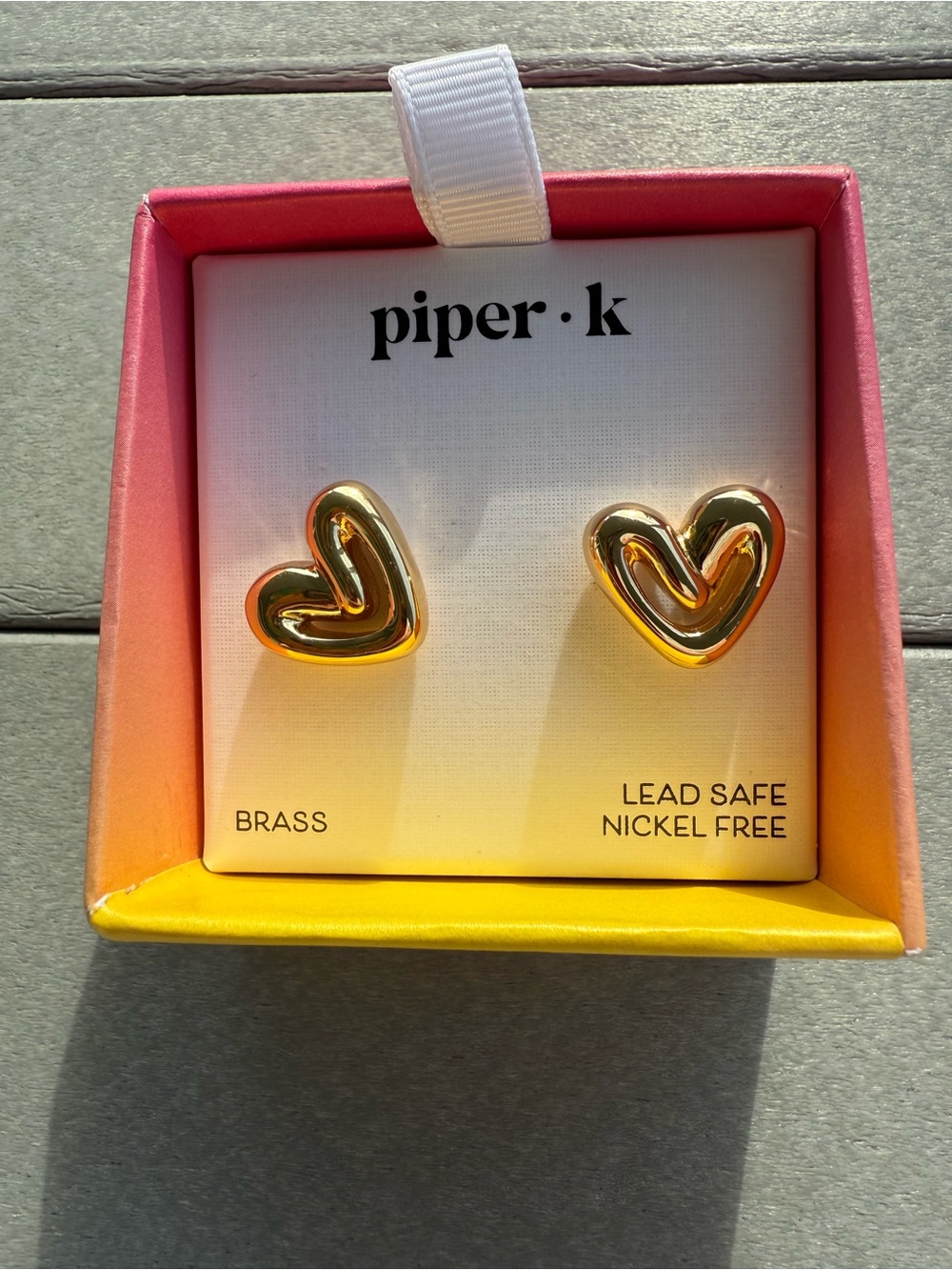 piper·k Gold Heart Stud Earrings - Shiny Gold Heart Posts